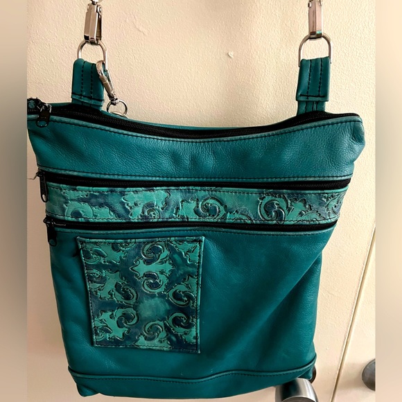 EUC Handcrafted Leather Teal Handbag - Picture 2 of 6